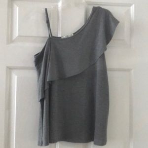 Grey cotton off one shoulder top
